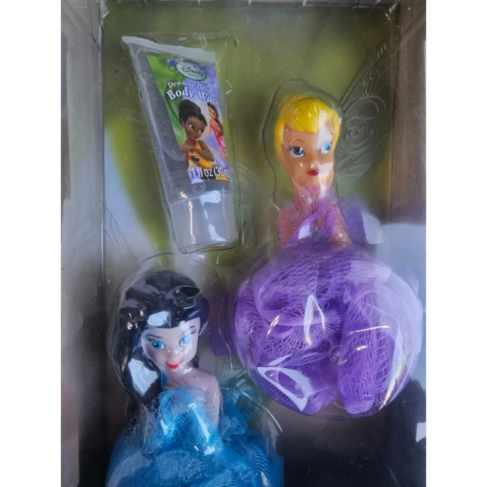 Disney Fairies Tub Time Friends 2 Bath Puffs‎ Body Wash Squirts Water New